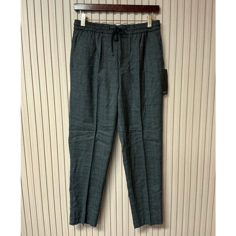 New Look Men Grey Check Drawstring Pants Size S NWT